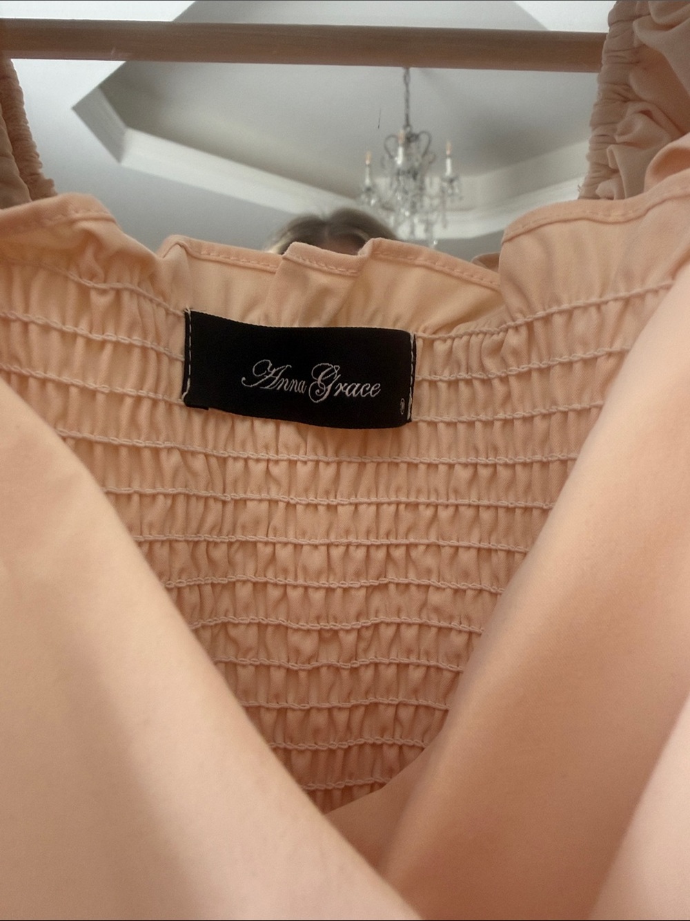 Anna Grace size medium, peach puff sleeve blouse - Picture 3 of 5
